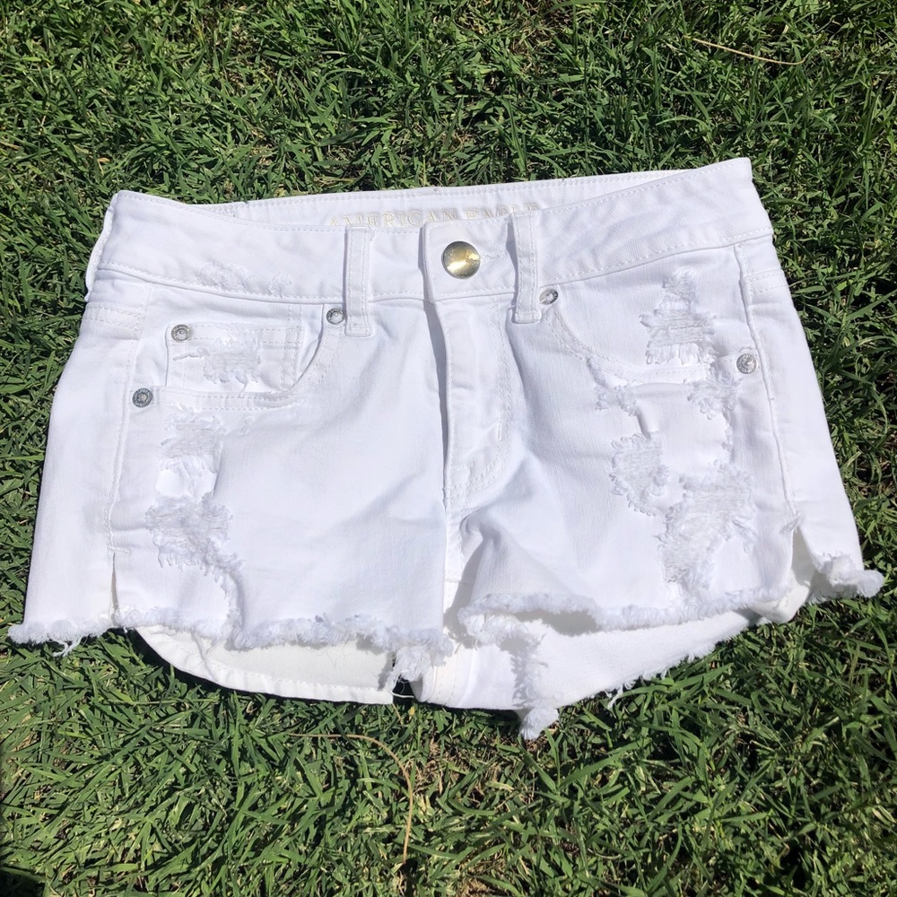 AEO White Jean Shorts